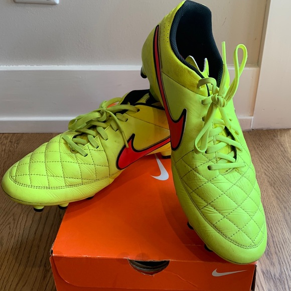 Nike | Shoes | Nike Tiempo Genio Leather Fg Womens Cleats 15 Great  Condition Neon Green | Poshmark